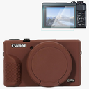 Rieibi Silicone Case For Canon G7X Mark III Case, G7X Mark III Accessories With Screen Protector, Screen Protective Film For Canon G7X Mark III Cover
