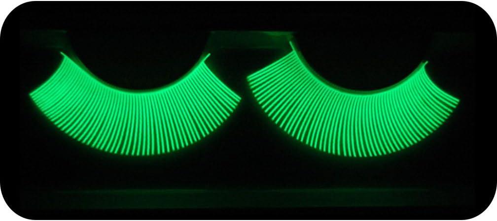 2 x White Luminous Costume Halloween Gloss In Darkness Party Lashes 1 Pair