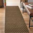 BESTVUE 2' x 6' Runner Rugs with Rubber Backing, Outdoor Indoor Utility Non Slip Carpet Rug Runner for Hallway, Custom Size Area Rugs Mat for Entryway Balcony Patio Kitchen Garage Stair Laundry, Checkered Brown