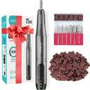 COSLUS Cordless Nail Drill Electric File: Professional for Acrylic Gel Dip Powder Nails Portable Nail Drill Machine Kit for Manicure Pedicure Nail Set with Everything Rechargeable Lightweight (Grey)