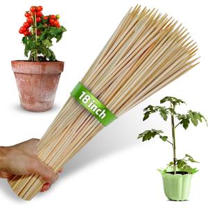 100pcs 18" Bamboo Plant Stakes 18 inch Long Skewers Sticks Wood Plant Supports Floral Wooden Sticks Indoor Gardening Supports Garden Stick, Sign Posting or Craft