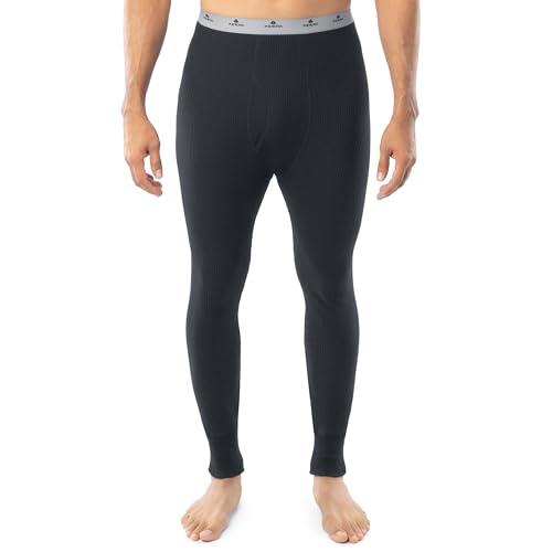 Indera Men's Heavyweight Cotton Waffle Long Johns Thermal Underwear Bottom, Black, Large