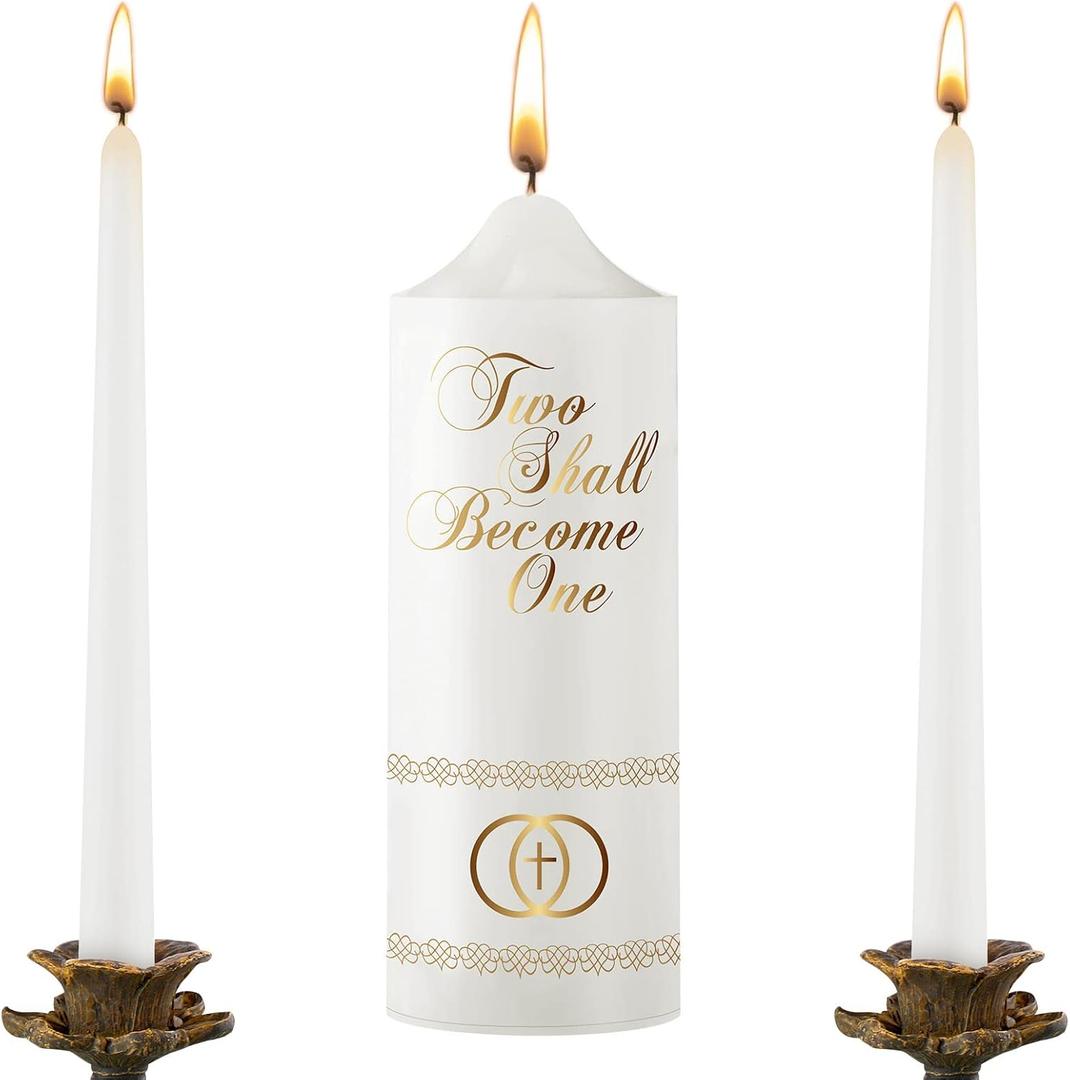 Frienda Unity Candles for Wedding Ceremony Set Wedding Unity Taper Candles Catholic Religious Ceremony Accessories(Cross)