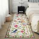 Door Mat Indoor Entrance 2x3 Rug Machine Washable Floral Bird Magpies Animal Small Area Rug Non-Slip Low Pile Throw Rugs for Entryway, Kitchen, Front Door Indoor Entrance, Entry, Kids Room (White)