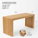 Bamboo Natural 36 inch Wooden Bench, Small Wood Benches for Entryway, Living & Dining Room, Kitchen, Bedroom, Bathroom, Hallway, Front Door, For Indoor & Outdoor Patio Use, Mid Century Modern Decor, 35.5 x 13 x 17 inches