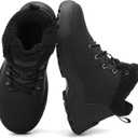 binkasen Womens Snow Boots Warm Winter Fur Lined Waterproof Ankle Booties Comfortable Outdoor Trekking Shoes Black US 10