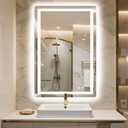 Led Bathroom Mirror, 36x24 Bathroom Vanity Mirror for Wall with Light, IP54 Enhanced Anti-Fog, Dimmable 3 Colors, Memory Function, Backlit and Front Lit, Shatter-Proof Glass, Plug-in/Hardwired