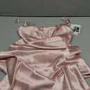 Akobby Summer Satin Spaghetti Strap Cowl Neck Backless Midi Dresses for Women Elegant Tie Low Back Ruched Cocktail Dress, Small