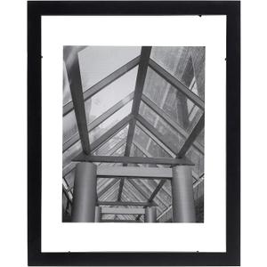 Malden 11x14 Floating Glass Picture Frame, Made to Display 8x10 Floating Picture, 11x14 Glass Size, Black