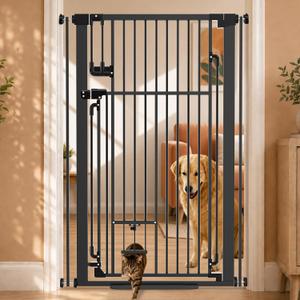 51" Extra Tall Cat Gate with Cat Door, Adjustable Pet Gate for Doorways