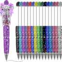 Homaisson 15 Pcs Glitter Beadable Pens, Full Rhinestone DIY Creative Pens, Glittering Bead Pens for Customization, Bling Writing Pens, Diamond Pens, Ideal for Art Projects and Presents