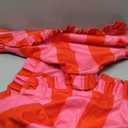 Set of 2 SquareThrow Pillow Covers 18x18,Ruffle Throw Pillow Cases for Bed,Cotton Polyester Couch Cover Accent Pillowcase,Sham Red and White Stripe Throw Pillowcases (Red and Pink)