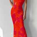 PRETTYGARDEN Women's 2026 Summer Floral Spaghetti Strap Maxi Dress Stretch Sexy Bodycon Dress Backless Slip Long Dresses (L)