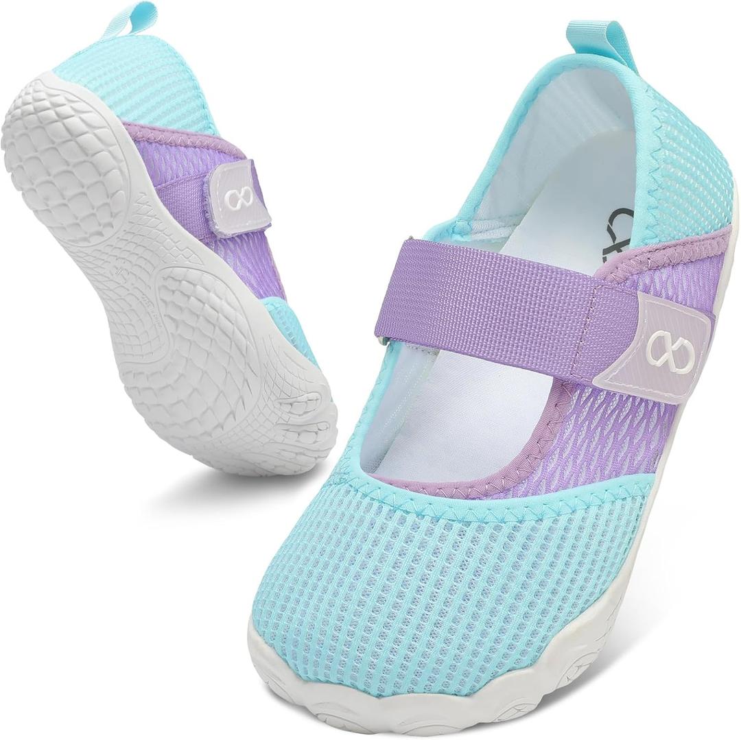 XIHALOOK Water Shoes for Women Wide Toe Minimalist Barefoot Quick-Dry for Beach Swim Pool Surf Yoga Womens Adjustable Walking Shoes (6.5, Blue Purple)