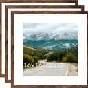 Wood 16x16 Picture Frame with 12x12 Mat Deep Brown, Display 12x12 with Mat or 16x16 without Mat, Wood 16 by 16 Photo Frame, 16 x 16 Frame for Wall Hanging Display, Deep Brown, 3 Pack