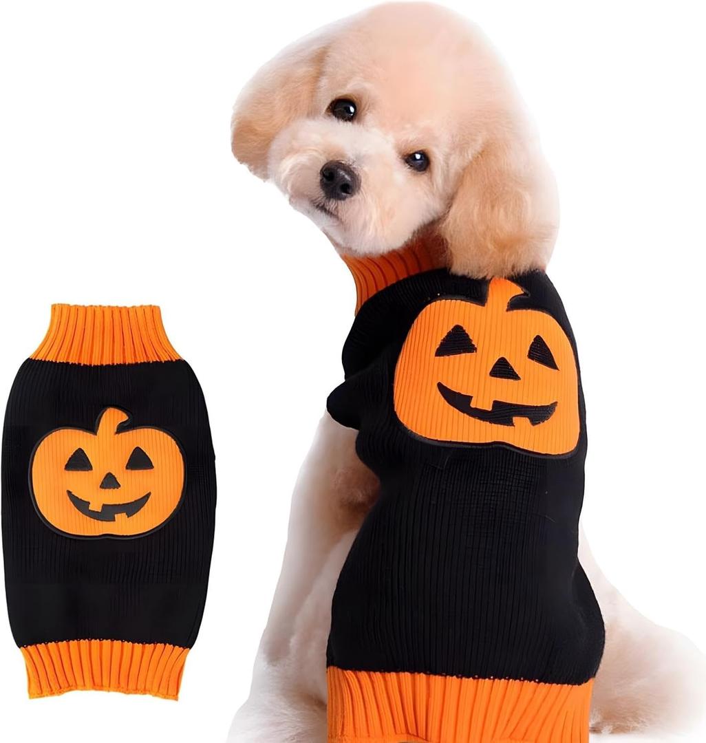 NACOCO Dog Sweater Pumpkin Pet Sweaters Halloween Holiday Party for Cat and Puppy (XXL)