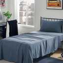 SLEEP ZONE Bed Sheets - Twin Sheets Set for Bed - Washed Microfiber - 3 Piece Hotel Luxury Bedding Sheets with Fitted Sheet, Flat Sheet & 1 Pillowcases - Deep Pocket (Flint Stone Blue)