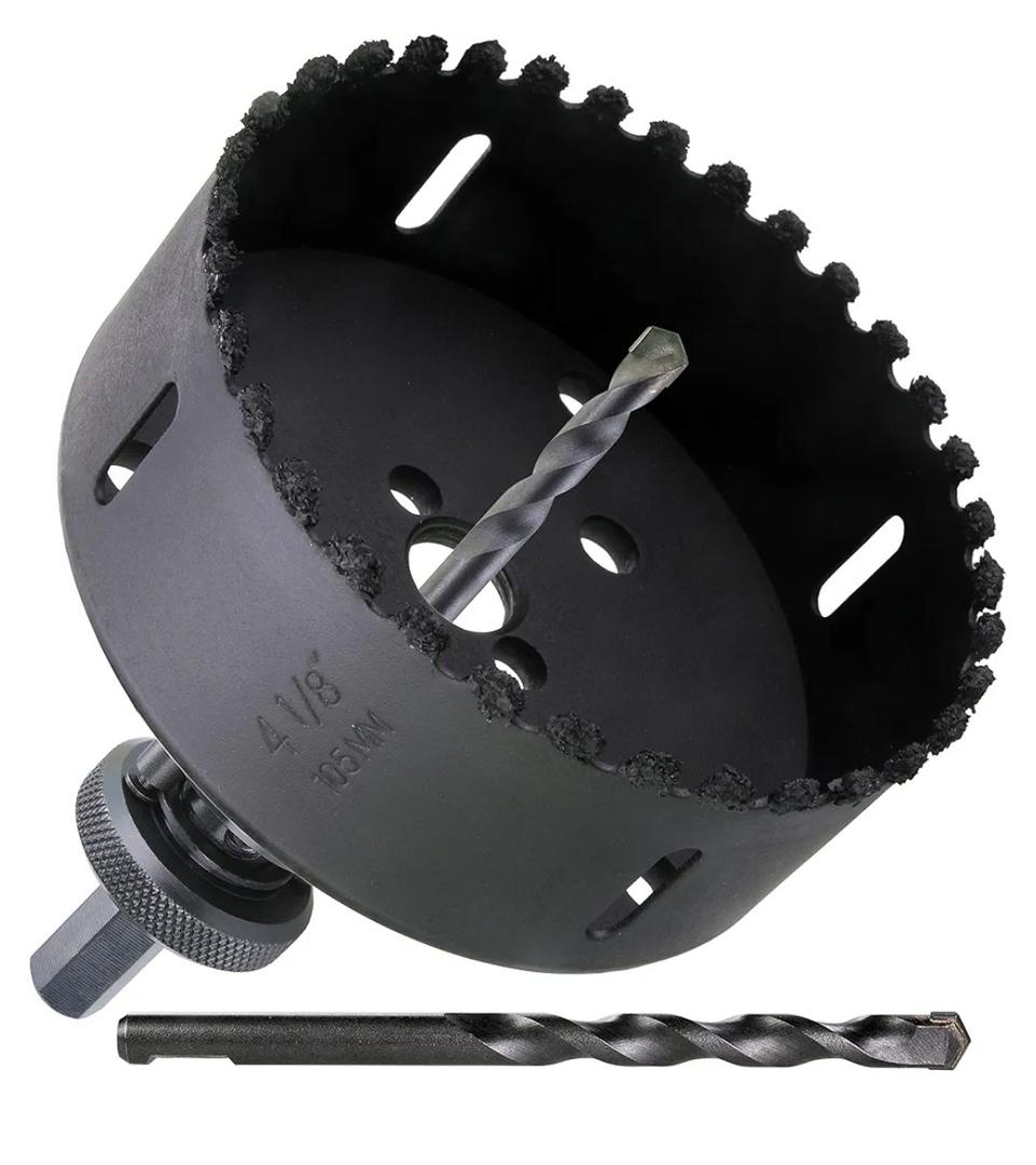 4-1/8 inch Carbide Grit Hole Saw Cutter for Hardy Plank Air Brick Stucco Drywall Fiber Cement siding Backer Board Plasterboard