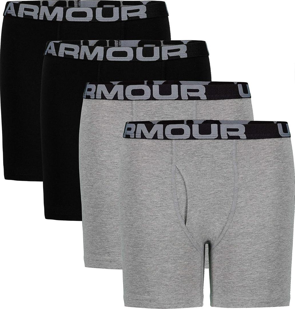 Under Armour boys Charged Stretch Boxer Jock, Lightweight & Smooth Stretch Fit (9-12 Years, Moderate Gray)