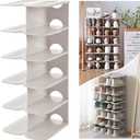 6-Tier Narrow Shoe Rack for Small Entryways, Space-Saving Adjustable Stackable Shelves, Free Standing Shoe Organizer for Closet, Corner, Doorway, White