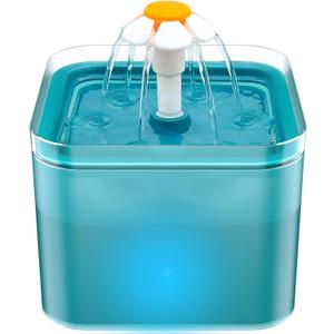 Cat Water Fountain for Drinking: Automatic Dog Bowl Dispenser - Pet Waterer Bowls Fountains - Auto Cats Dish Supplies - Quiet Animal Watering Machine - 67oz/2L Green Kitty Drink Dishes - AONBOY