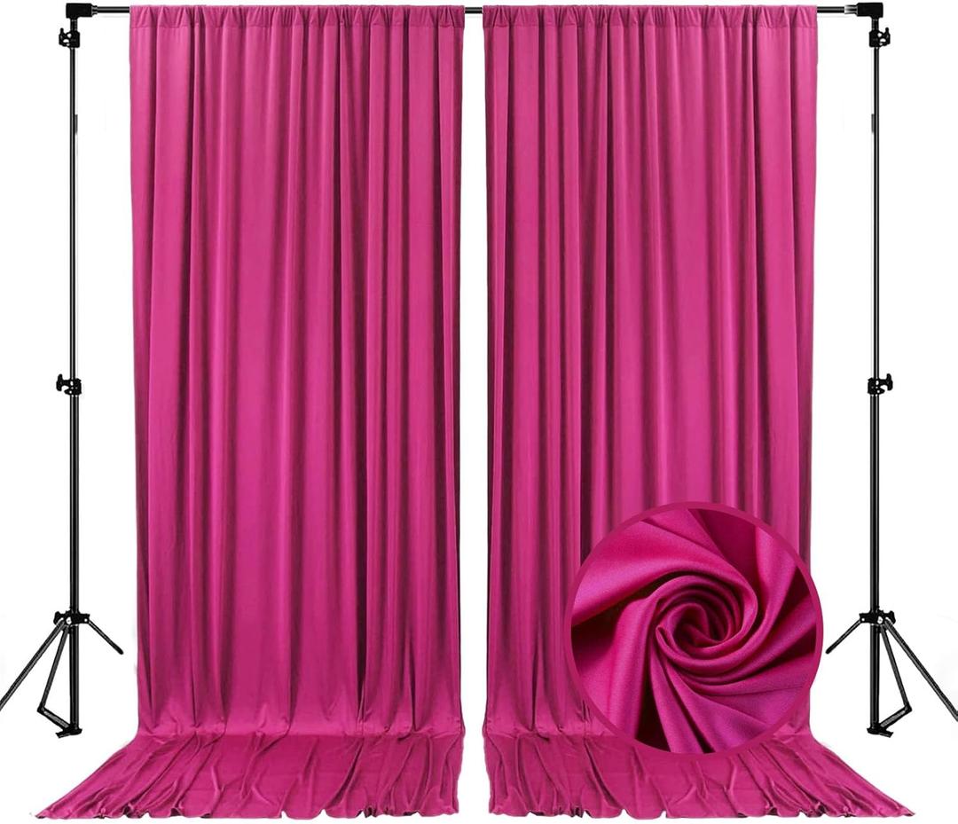10 x 7 Feet Fuschia Backdrop Curtain for Partie, Background Curtains for Photoshoot, Birthday, Wedding, Halloween, Thanksgiving, Christmas, New Year Party Decorations 5Ft x 7Ft, 2 Panels