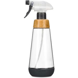 Full Circle Bottle Service-Refillable Glass Spray Bottle for Cleaning -Versatile Stream & Mist Options, Bamboo, Silicone Boot- Ideal for Non-Toxic Solutions & Plant Care, 16oz, Gray