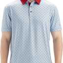 Golf Shirts for Men Dry Fit Short Sleeve Print Performance Moisture Wicking Polo Shirt, 5XL