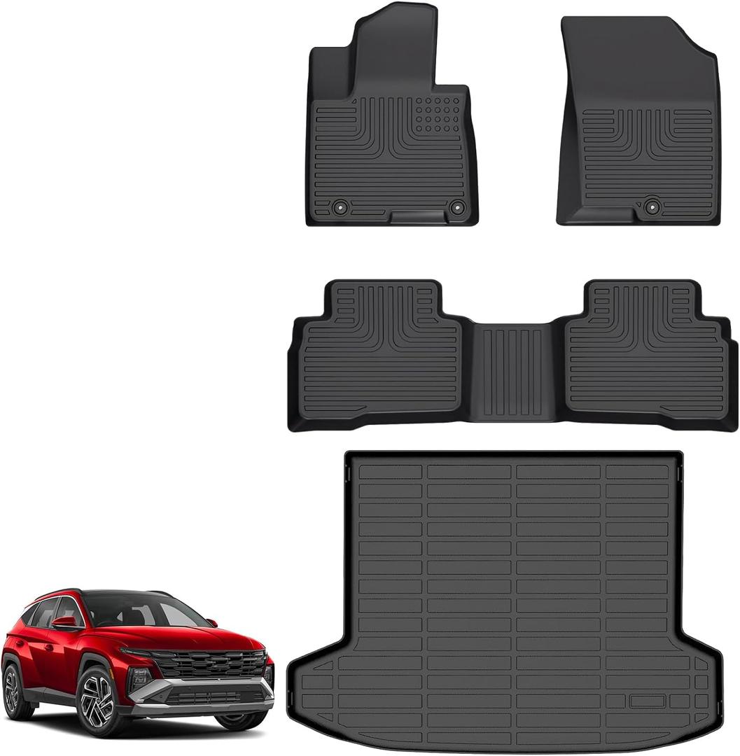 for Hyundai Tucson Hybrid Floor Mats 2022 2023 2024 2025 2026(Not PHEV), TPE All Weather Car Floor Cargo Liner Anti-Slip Waterproof Easy to Clean Durable Accessories
