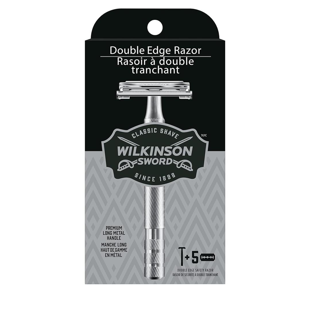 Wilkinson Sword Double Edge Razor for Men With 5 Double Edge Razor Blades Refills