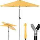 Tempera Patio Market Outdoor Table Umbrella with Push Button Tilt and Crank, Large Sun Umbrella with Sturdy Pole & Fade Resistant Canopy, Easy to Set (10 FT, Yellow)