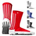 LUX Anti Slip Soccer Socks, Non Slip Football/Basketball/Hockey Sports Grip Pads Socks Red