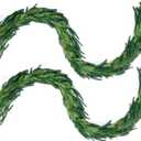 12ft (6ftx2) Christmas Norfolk Pine Garland Realistic, 72" Full & Real Touch Artificial Greenery Garlands for Fireplace Mantle, Staircase, Outdoor Xmas Holiday Decoration