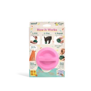 WOOF Party Pupsicle - Long-Lasting Interactive Dog Toys for Boredom - Low-Mess Design - Birthday Gifts for Dogs - Large Dog Toys - Party Pink