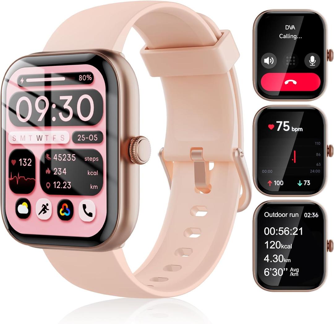 Smart Watch for Men Women, 100+ Sports Modes, Heart Rate/SpO2/Sleep Monitor, 1.91" Touch Screen, Bluetooth Calls, IP68 Waterproof Fitness Tracker, Alexa Built-in, iOS Android Compatible (Pink)