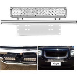 Nilight Led Light Bar Mounting Bracket Front License Plate Frame Bracket License Plate Mounting Bracket Holder For Off-Road Lights Led Work Lamps Lighting Bars, Silver