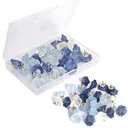 30 Pcs Flower Push Pins Cute Rose Decorative Push Pin for Cork Board Clear Blue Floral Thumb Tacks for Wall Bulletin Board Travel Map or Photo Floret Tacks Home Office Supplies Accessories