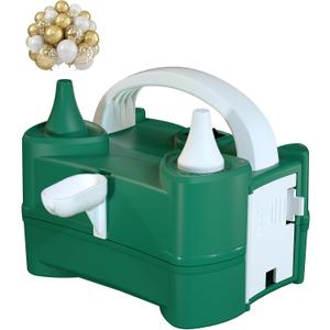 Electric Air Balloon Pump and Tying Tool in One, Balloon Pump Electric, Portable Dual Nozzle Balloon Pump Inflation for Party Decorations 110V-120V 400W (Green)