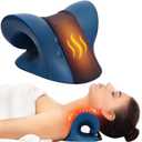 Neck Stretcher for Neck Pain Relief, Heated Cervical Traction Device Pillow with Graphene Heating Pad, Neck and Shoulder Relaxer for TMJ Pain Relief and Cervical Spine Alignment (Dark Blue)