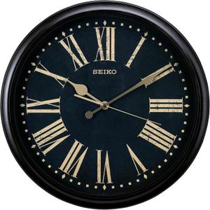 Seiko 16 Inch Splash Resistant Outdoor Wall Clock, Black