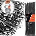 Black Metal Zip Ties Heavy Duty 11.8 inch for Outdoor Use, Stainless Steel Epoxy Coated Cable Chain Link Fence Zip Ties, Durable Metal Wire Ties Strap UV Resistant
