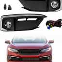 WFLNHB Left and Right Fog Lights Repalcement for Civic Sedan 2019 2020 (4-door) with Bulbs Covers Harness Switch Kit Driving Lamps Fog Lights 33950TBAA01