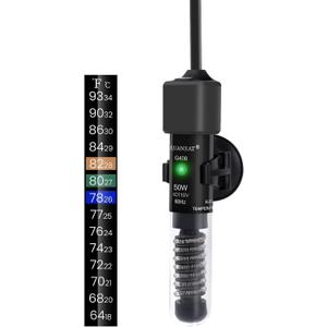 AQUANEAT Aquarium Heater, 50W Small Betta Fish Tank Heater, Mini Preset Water Thermostat with a Thermometer