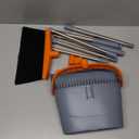 Broom and Dustpan Set for Home, Broom and Dustpan Combo for Office, Long Handle Broom with Upright Standing Dust pan,Indoor&Outdoor Sweeping (Gray&Orange)