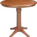 International Concepts 36" Round Top Pedestal Table with 12" Leaf-34.9" H-Dining or Counter Height, Espresso