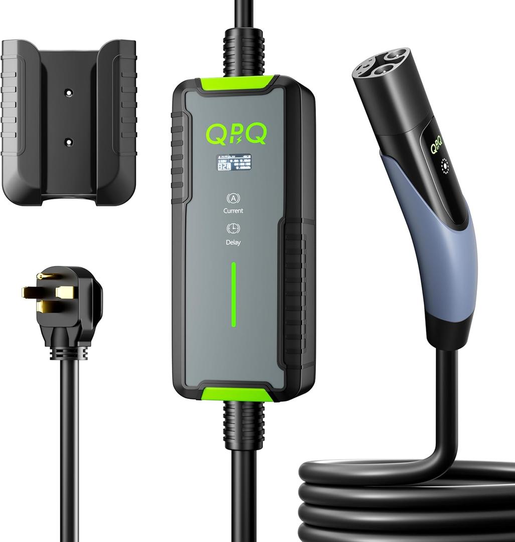 QPQ Level 2 Tesla Charger 32A, Portable Electric Car EV Charger for Tesla Models Y/X/3/S, 21FT Cable 240V NEMA 14-50 Plug, NACS Connector, 7.68KW Home EV Charging Station
