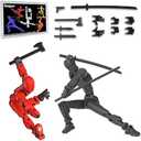 (Pre-Assembled) Dummy13 Magnetic Action Figure Set, T 13 Action Figure Set, Anti-Gravity Style, Stop Motion Figures, Magnetic Articulated Figures, Multi-Jointed Movable Robot (Red and Black(Boxed))