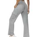 TBMPOY Women's Cargo Sweatpants Straight Leg High Waisted Wide Leg Athletic Pants Zipper Pockets Bottom Trendy Gray L