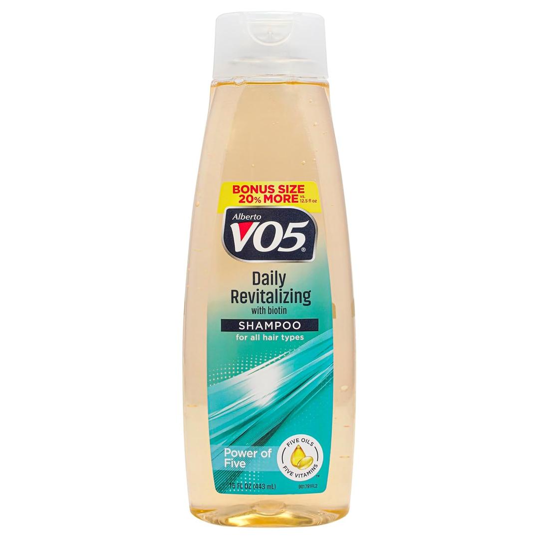Alberto VO5 Daily Revitalizing Shampoo - Moisturizing Shampoo with Biotin - For All Hair Types - WIth 5 Oils and 5 Vitamins for Healthy Hair - 15 oz