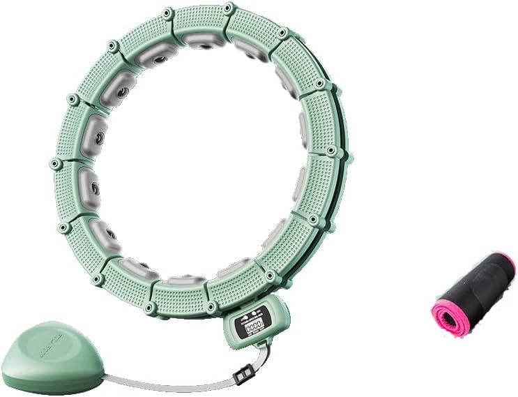Adjustable Weighted Hula Hoop: Magnetic Massage, Counter, Detachable Joints, Lightweight, Non-Falling, Convenient and Easy to Store Hula Hoop (24 Sections, Green)